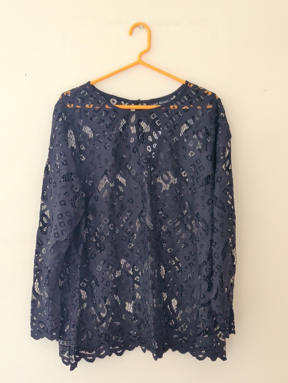 Women's Lane Bryant Black Lace Long-Sleeve Blouse